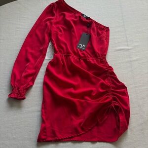 NWT Armani Exchange Red One Shoulder Mini Dress 4 | Glam